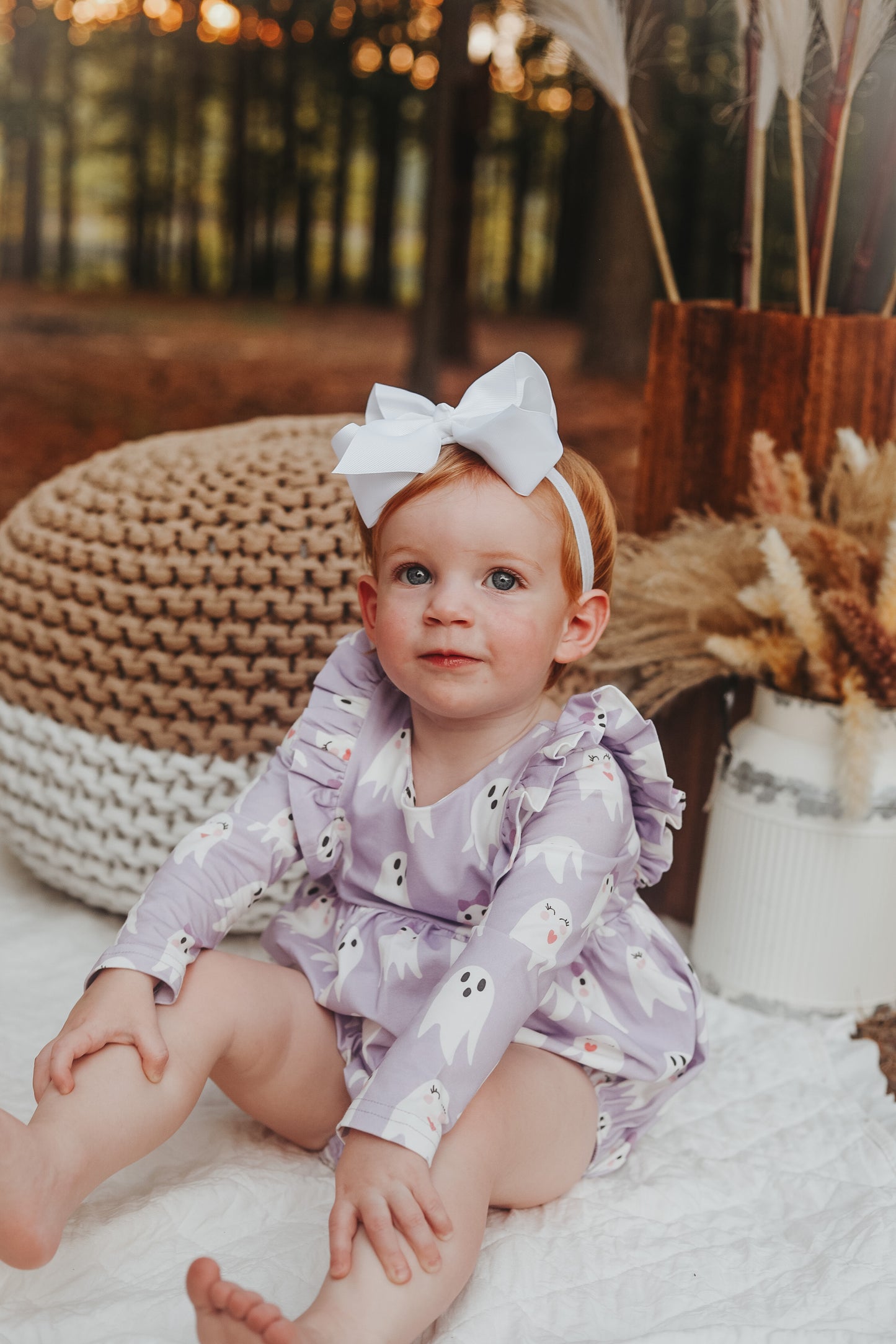 Leah Romper in Purple Girly Ghost | Baby Bubble