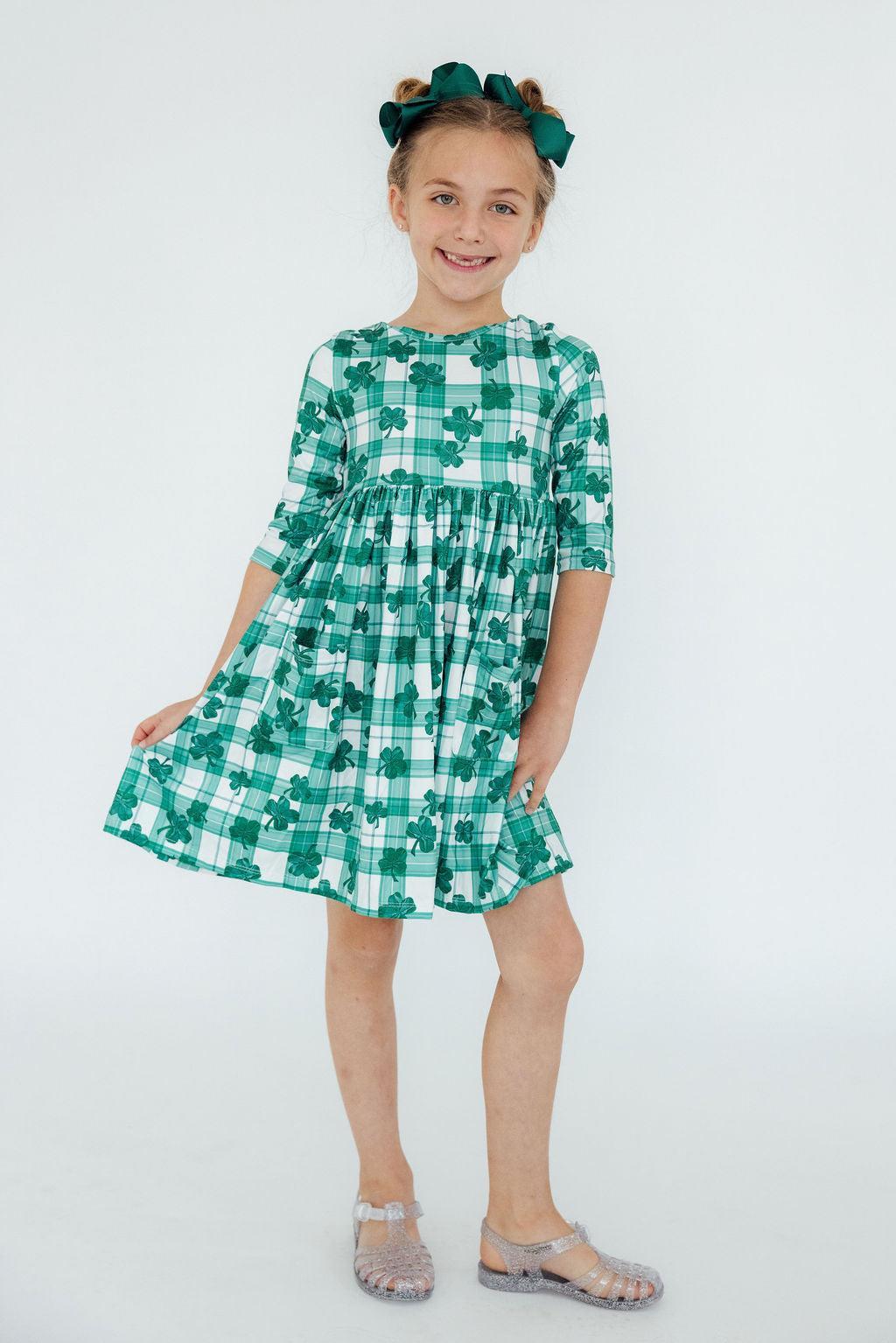 Lucky One 3/4 Sleeve Pocket Twirl Dress
