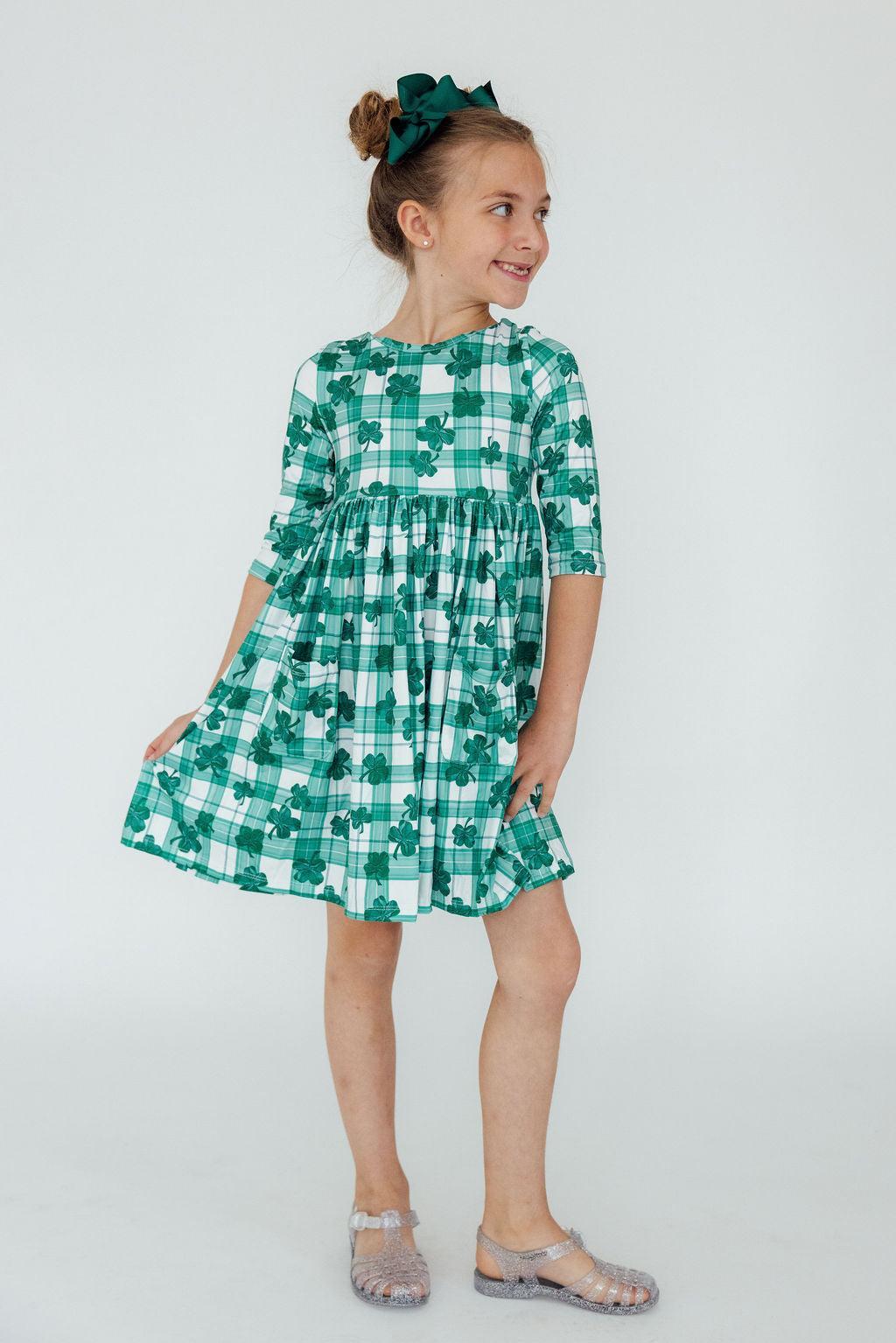 Lucky One 3/4 Sleeve Pocket Twirl Dress