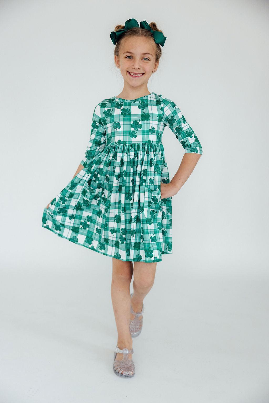 Lucky One 3/4 Sleeve Pocket Twirl Dress