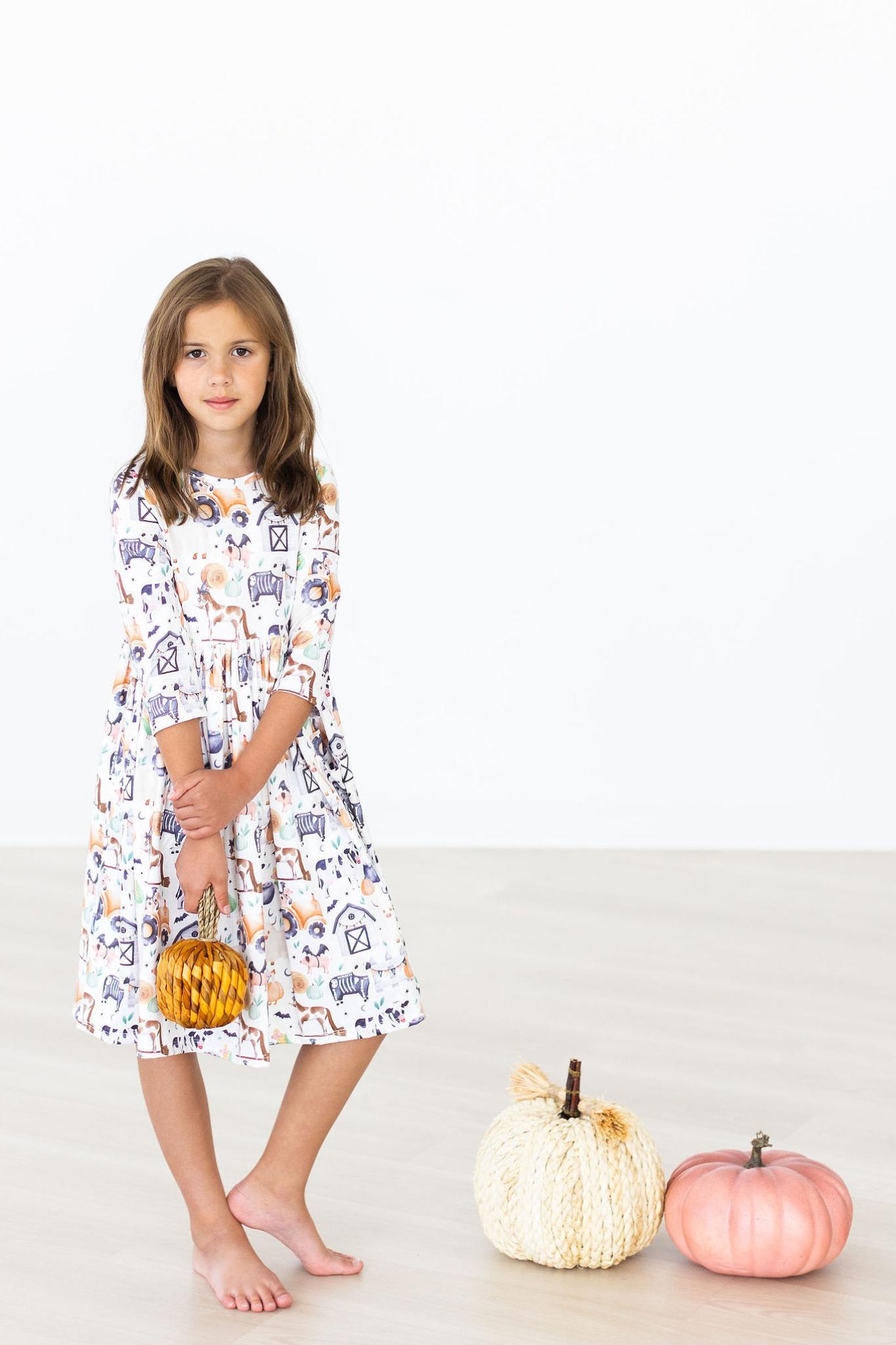 Stay Spooky 3/4 Sleeve Pocket Twirl Dress