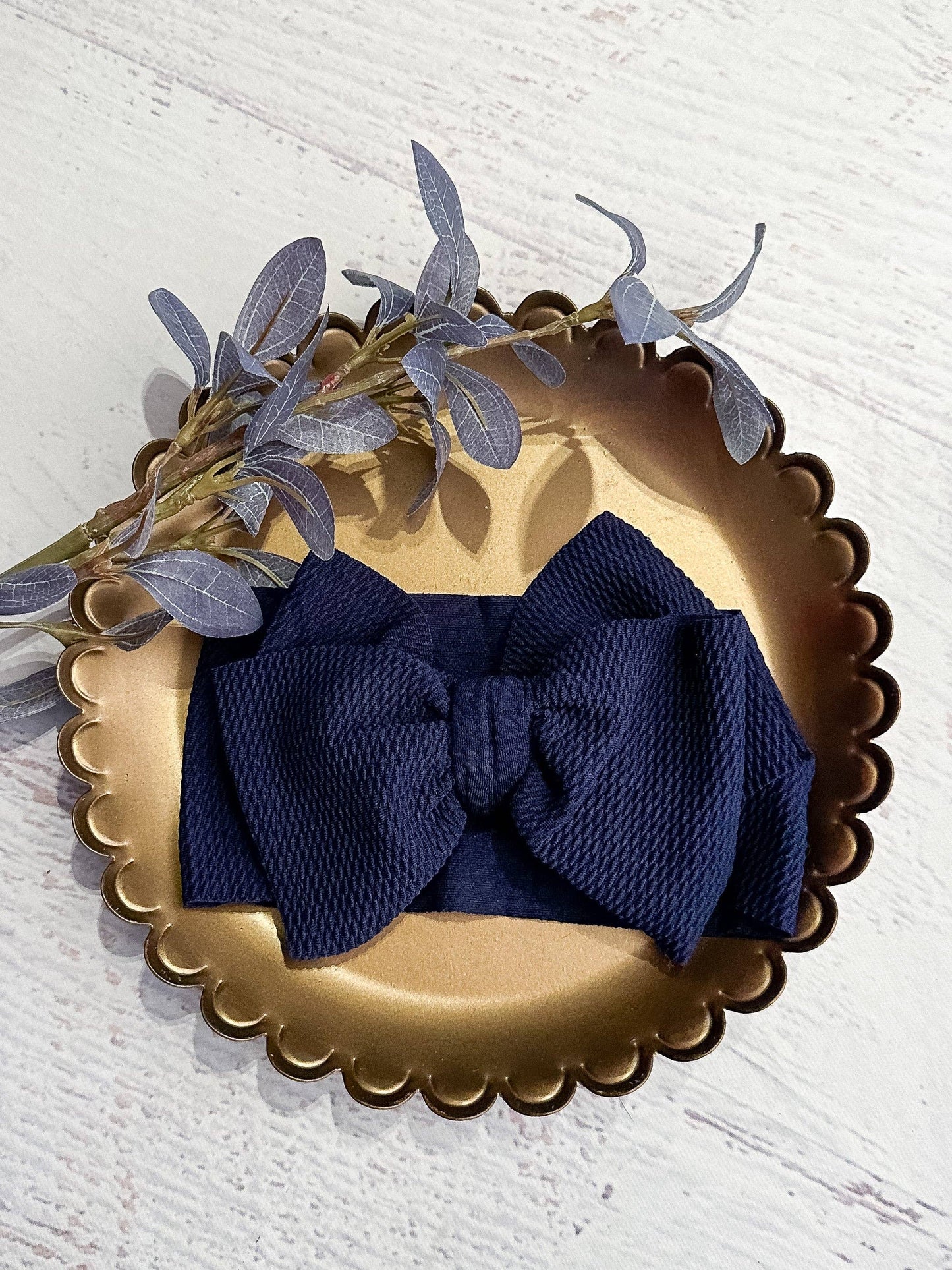 Double Bow Textured Solid Headband