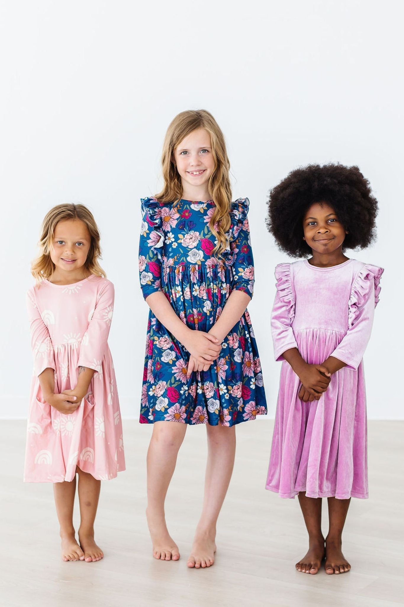 Vintage Garden 3/4 Sleeve Ruffle Twirl Dress