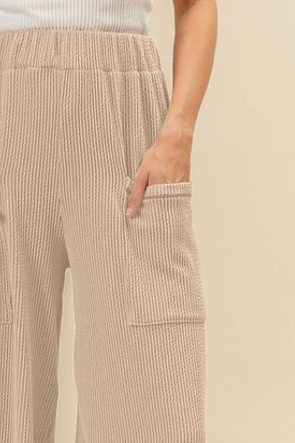 BiBi 2tone Cord Rib Waist Band Side Pocket Pants