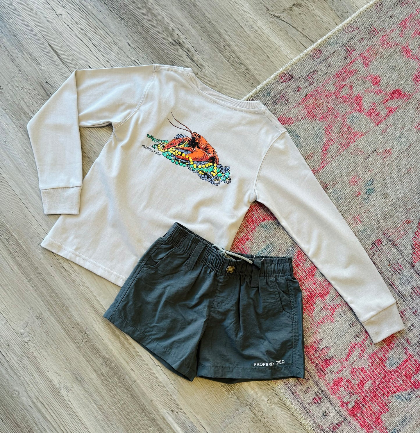 Boys Mardi Crawfish LS Ice Grey