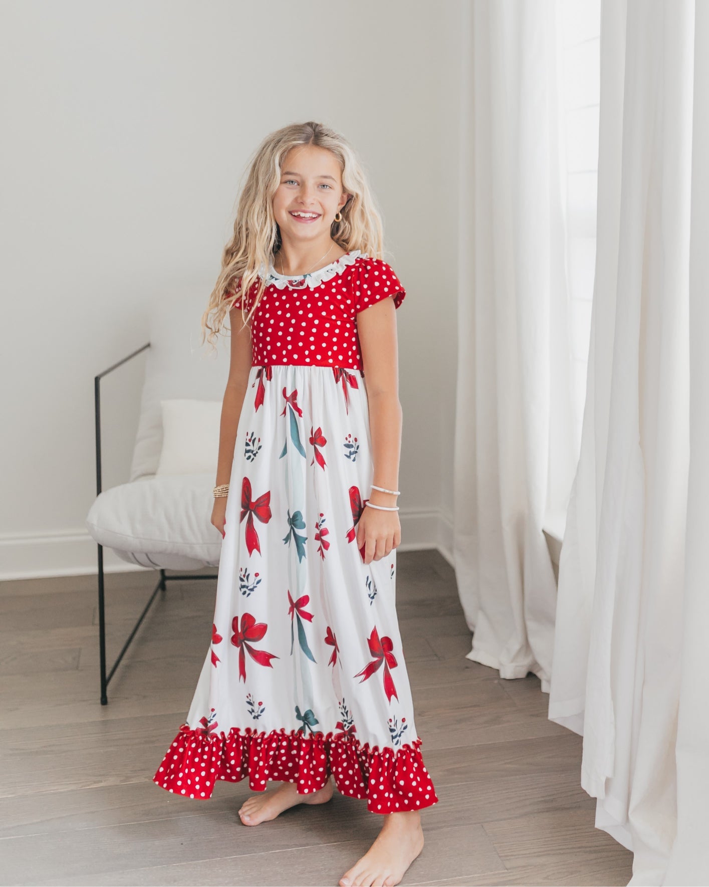 christmas lounge dress Christmas Tree Lounge Dress Pink Gingham / 2T