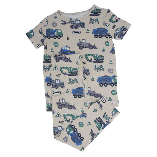 Trucks Diggers Construction Big Kid Pajama S/S