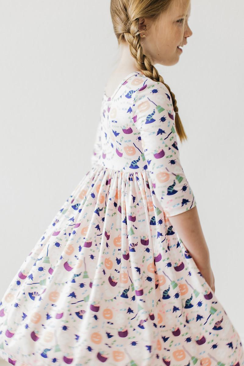 Trick or Treat 3/4 Sleeve Pocket Twirl Dress
