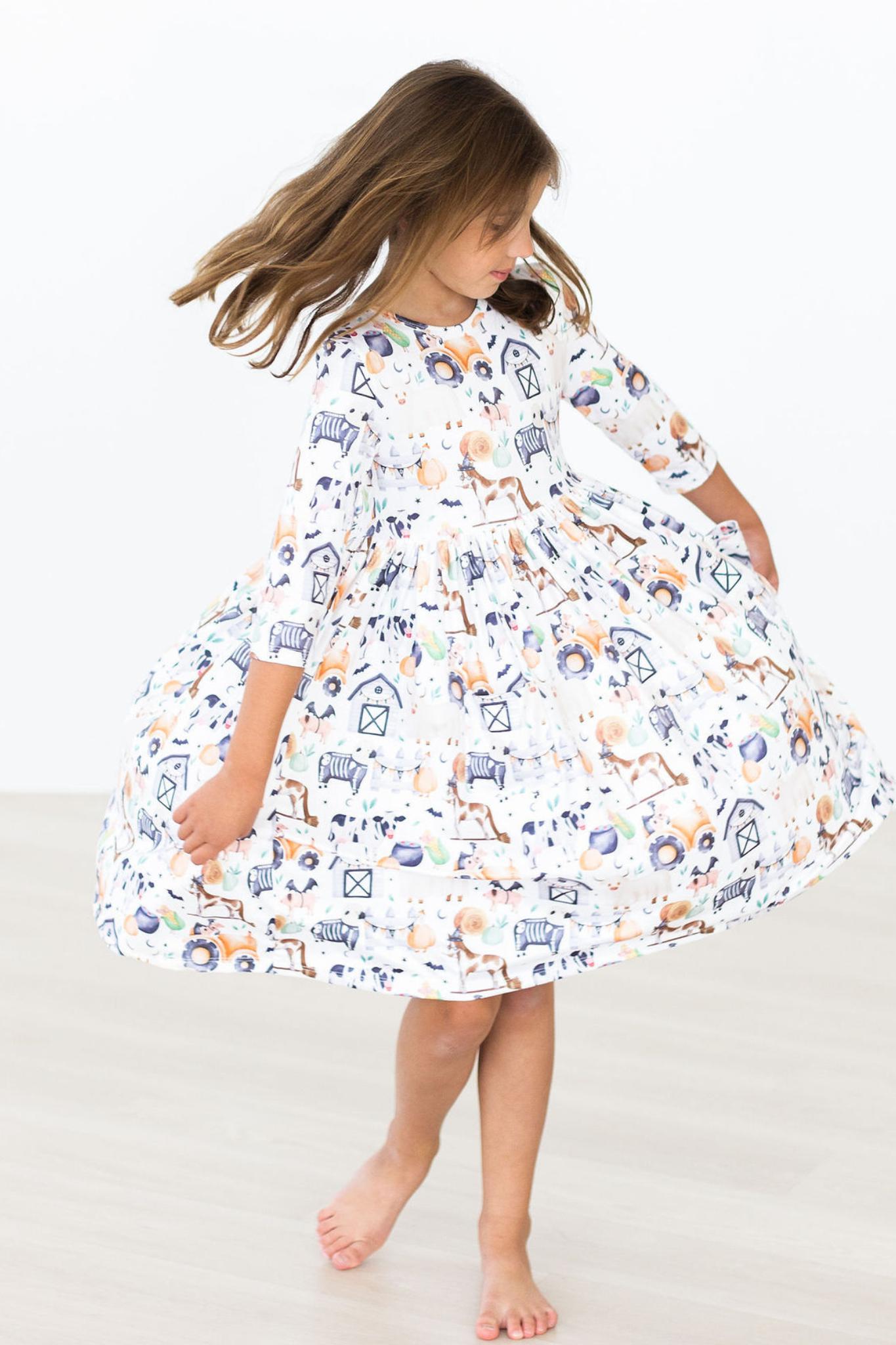 Stay Spooky 3/4 Sleeve Pocket Twirl Dress
