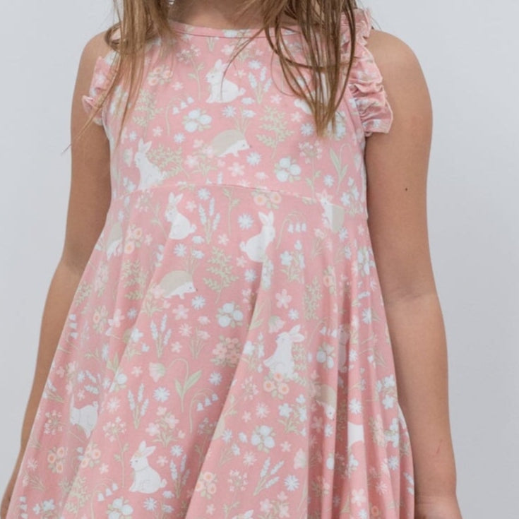 Pink Bunny Floral Emma's Racerback Dress