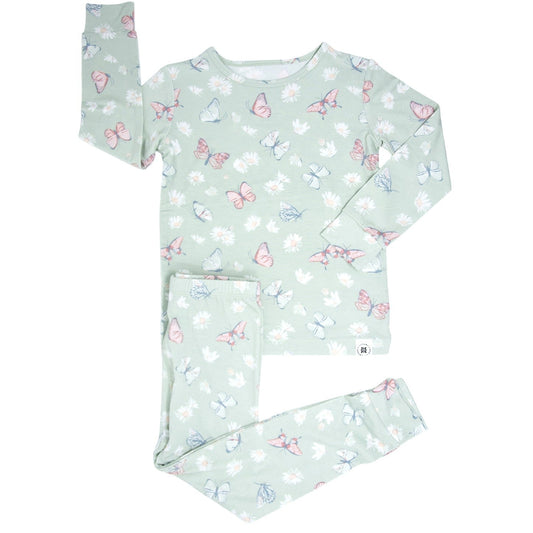 Mint Butterfly Daisy Bamboo Big Kid Pajama Set