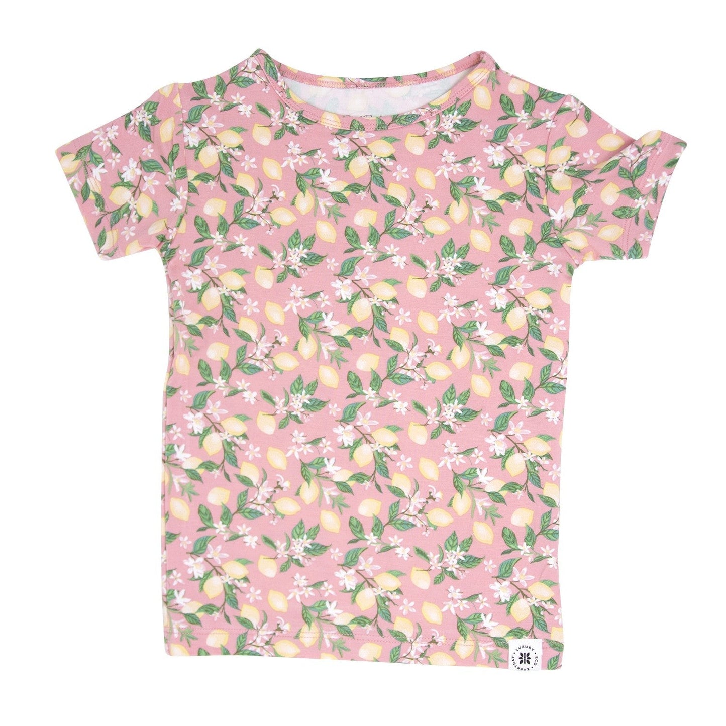 Pink Lemon Floral Print Summer Pajama Set