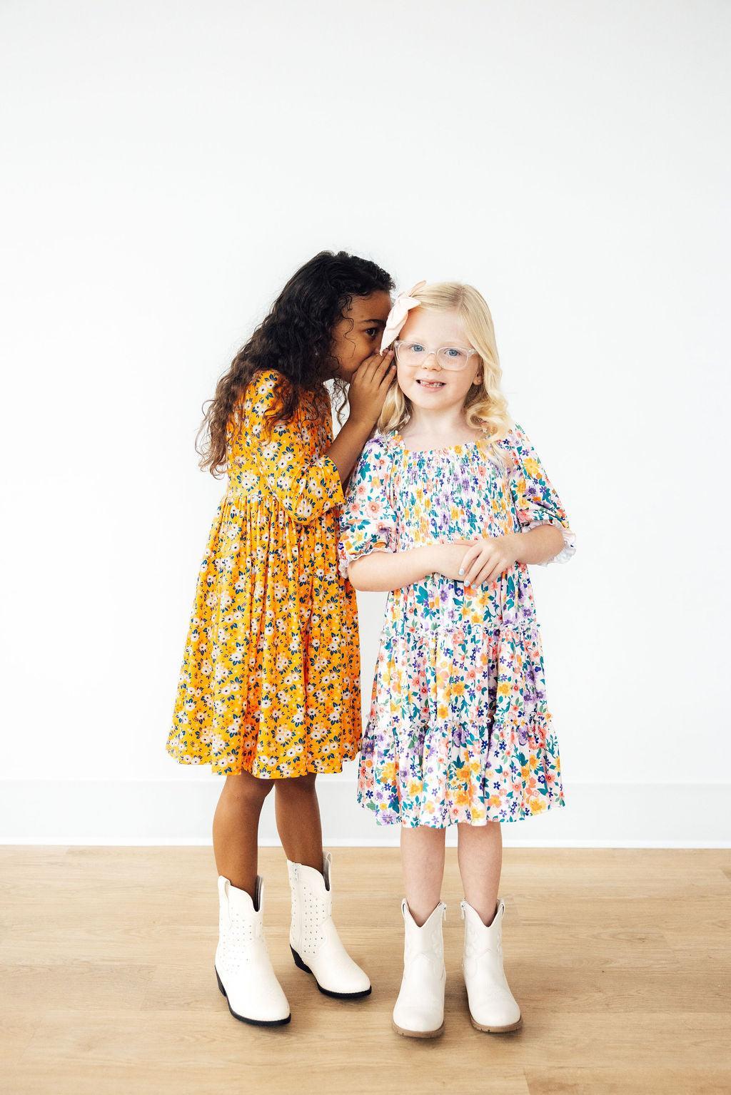 Fall Floral 3/4 Sleeve Pocket Twirl Dress