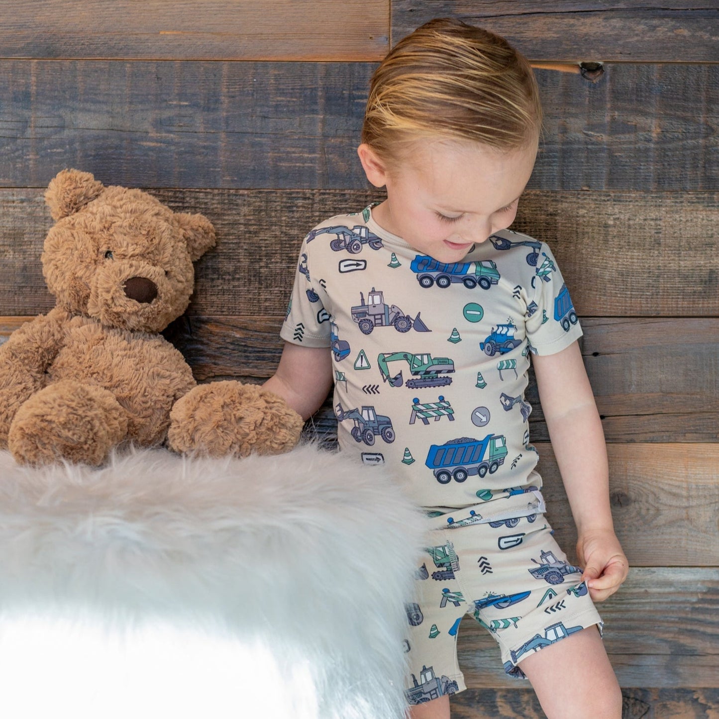 Trucks Diggers Construction Summer Pajama Set