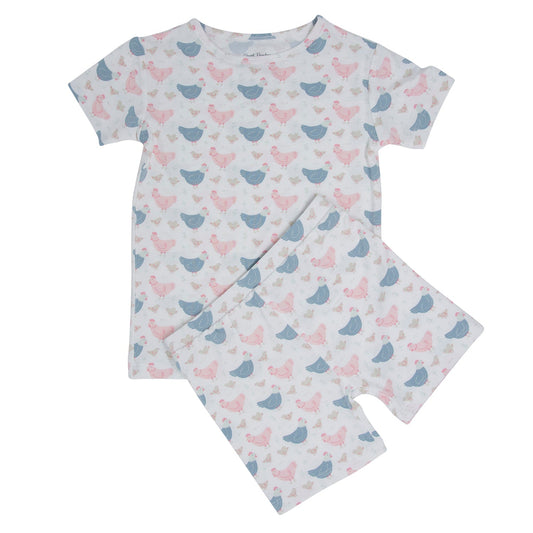 Pink Farm Hens Bamboo Summer Pajama Set