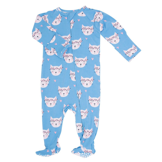 Pretty Pink Cat Zipper Footie