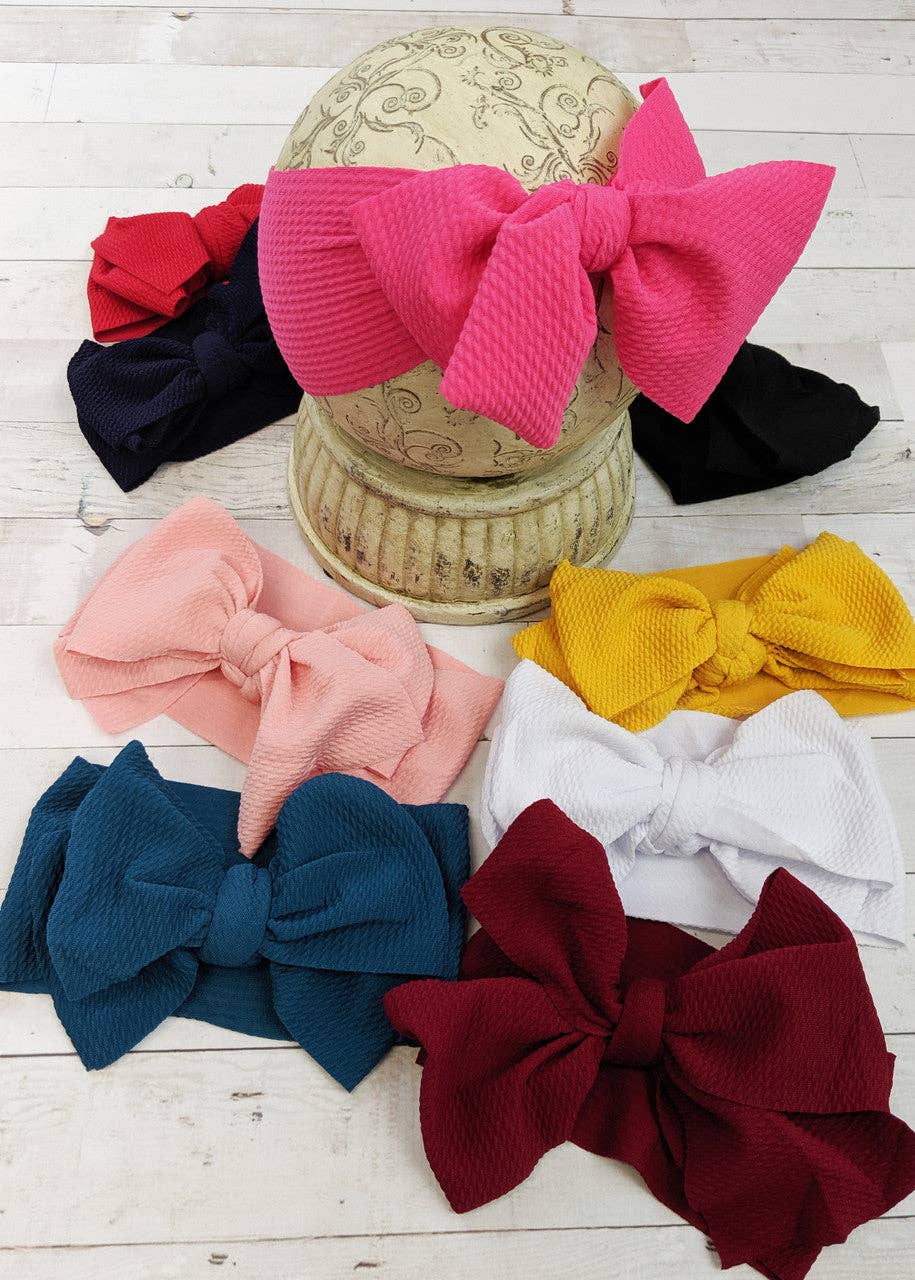 Double Bow Textured Solid Headband