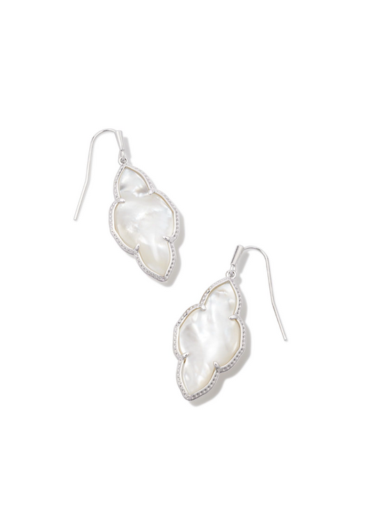 Abbie Drop Earring - Rhodium Ivory Mother of Pearl