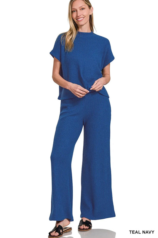 Zenana Sweater Boxy Top & Long Pants Set