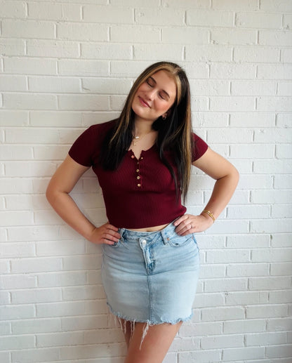 Short Sleeve Ribbed Sweatshirt