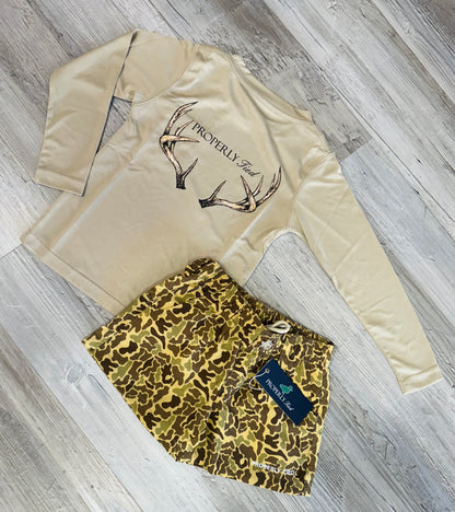 Boys Performance Tee- LS Vintage Antler