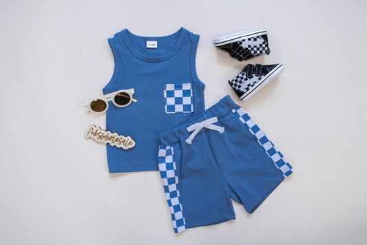 Boys Everyday Checkered Tank Set