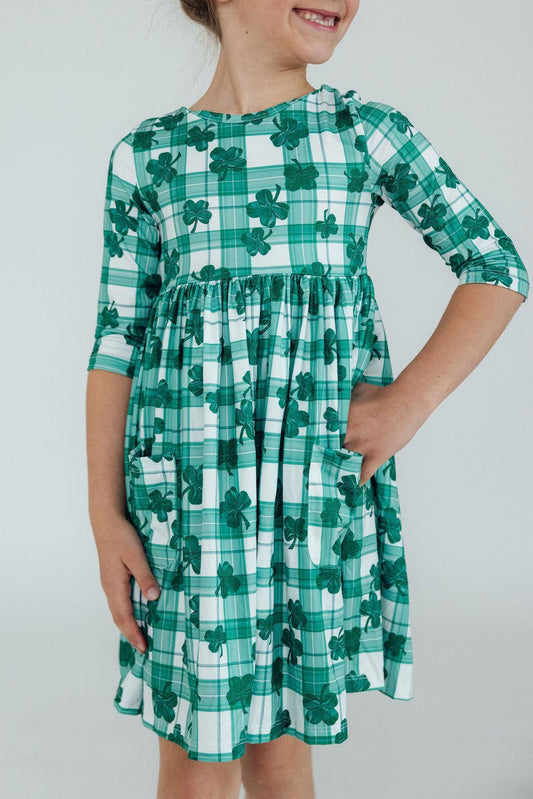 Lucky One 3/4 Sleeve Pocket Twirl Dress