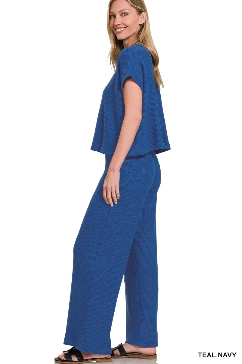 Zenana Sweater Boxy Top & Long Pants Set
