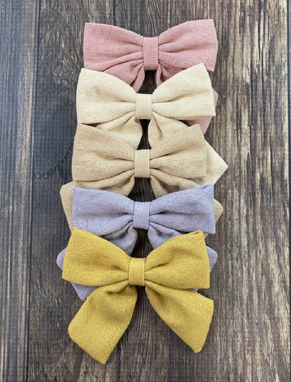 Linen Fabric Hair Bows