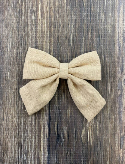 Linen Fabric Hair Bows