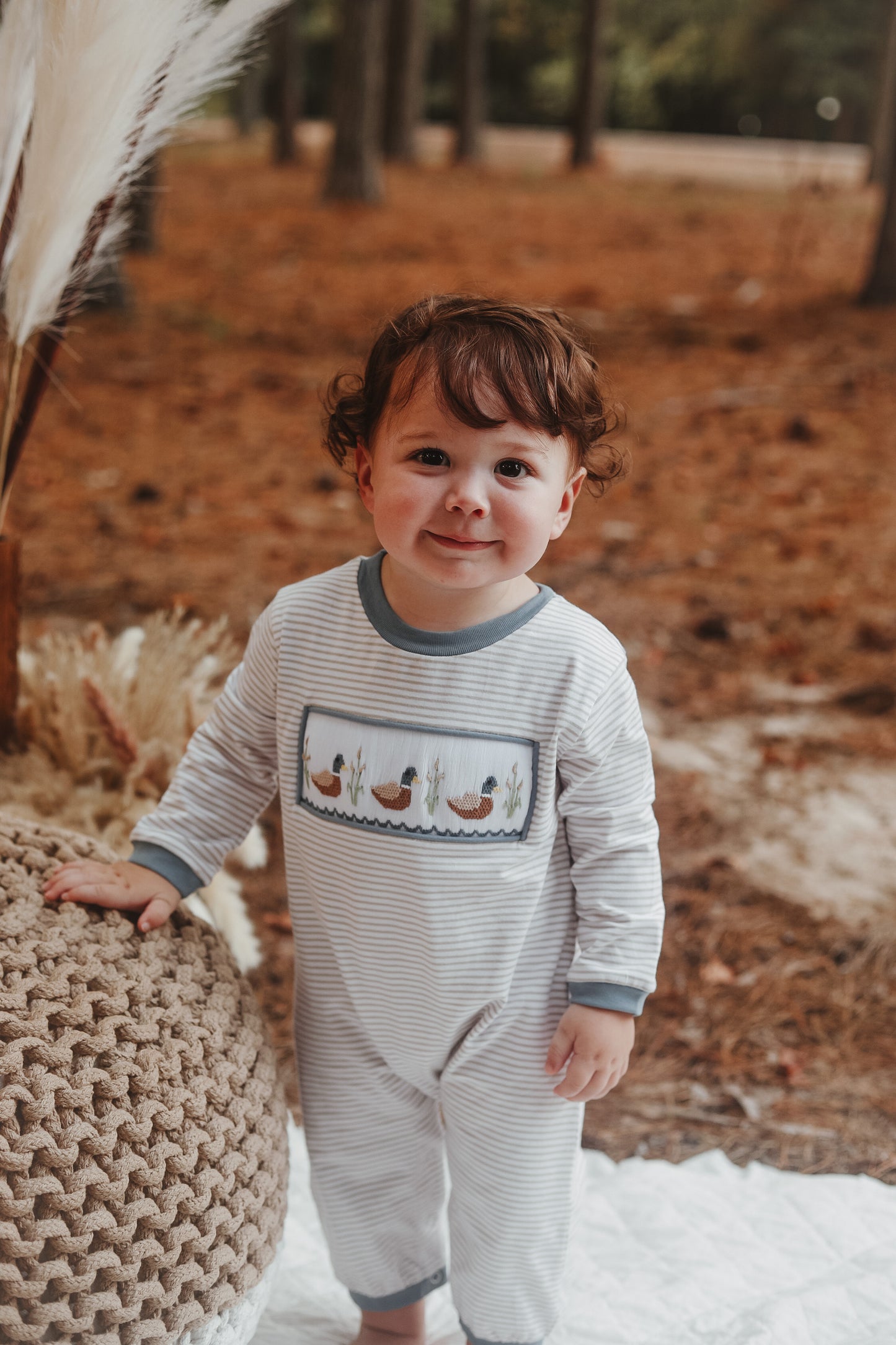 Mallard Duck Smocked Boys Romper