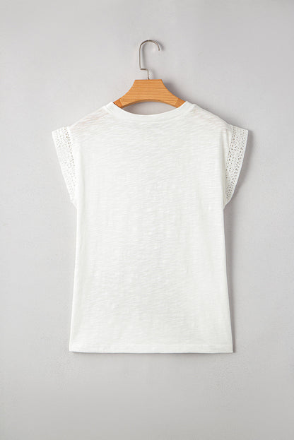 Ivy Lace Patchwork Cap Sleeve Round Neck Top