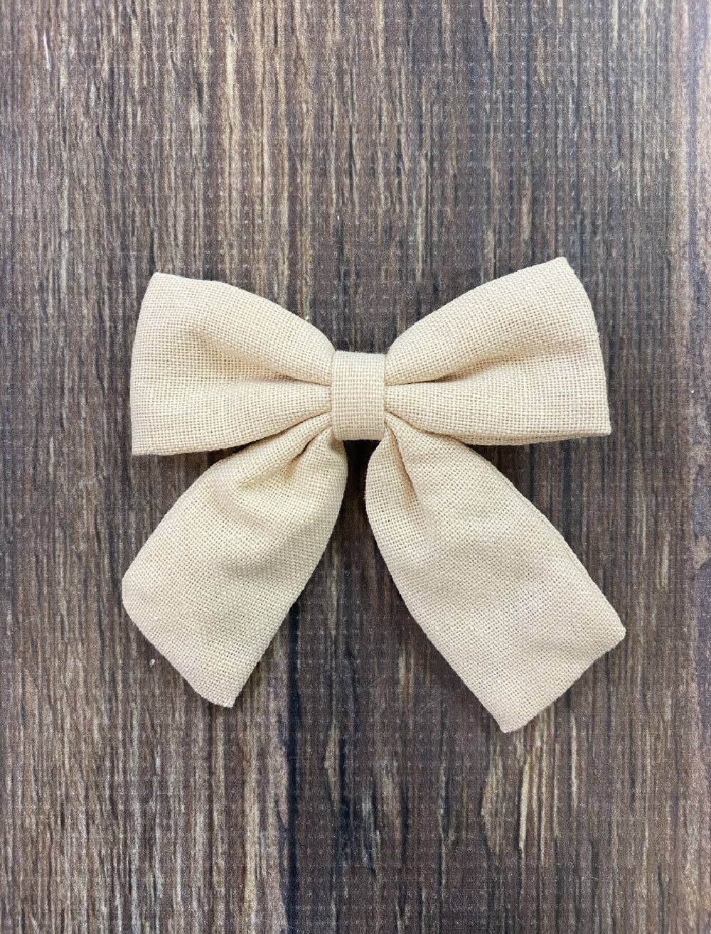 Linen Fabric Hair Bows