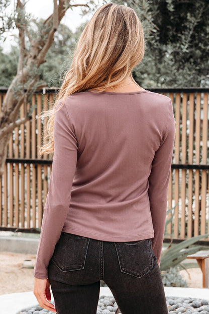 Cora Square Neck Ribbed Fit Long Sleeve Top