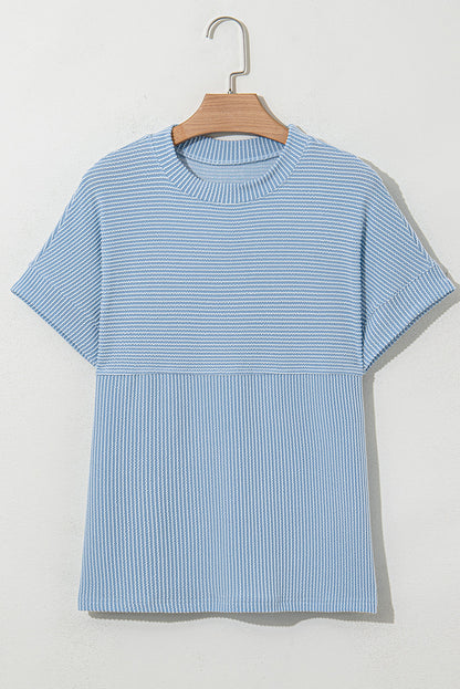 Madison Plain Corded Knit Mock Neck Top