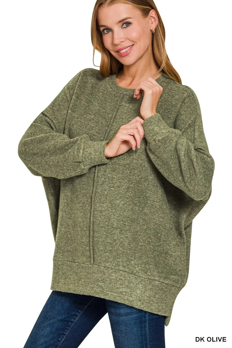 Zenana Brushed Melange Hacci Oversized Sweater