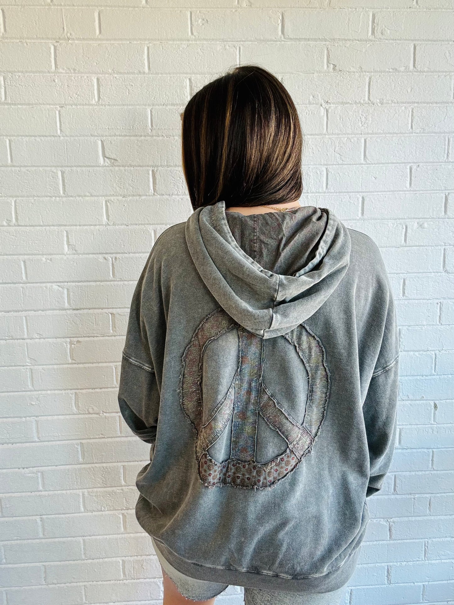 Mineral Washed Peace Hoodie