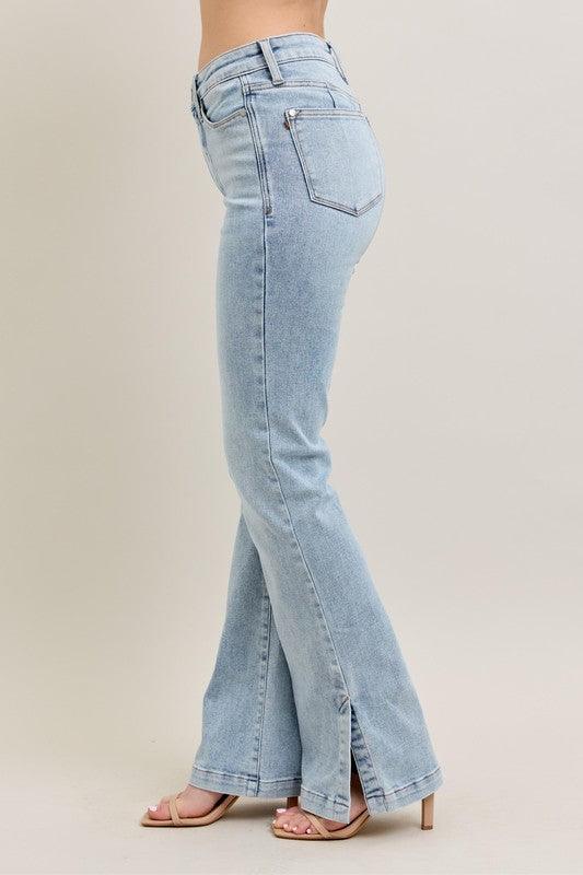 Judy Blue Full Size Tummy Control Vintage Wash Side Slit Slim Boot Jeans Plus Size