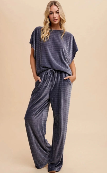 Velvet Lounge Set - Steel Blue