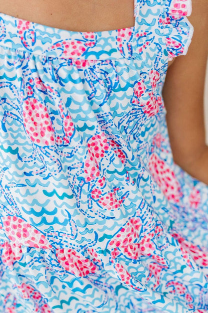 Crab Walk Ruffle Cross Back Dress