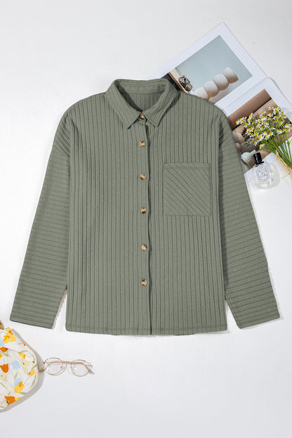 Lucia Ribbed Texture Button Up Shacket