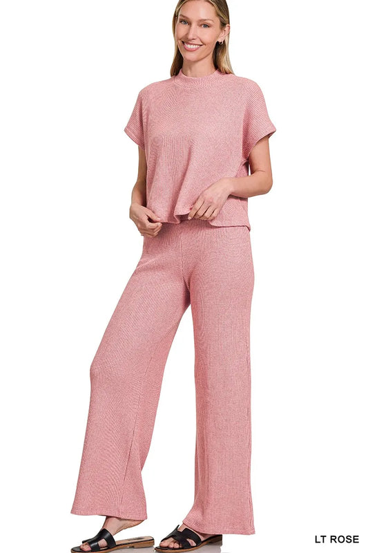Zenana Sweater Boxy Top & Long Pants Set