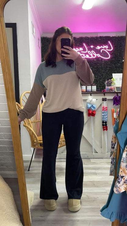 Womens Colorblock Ribbed Lightweight Top