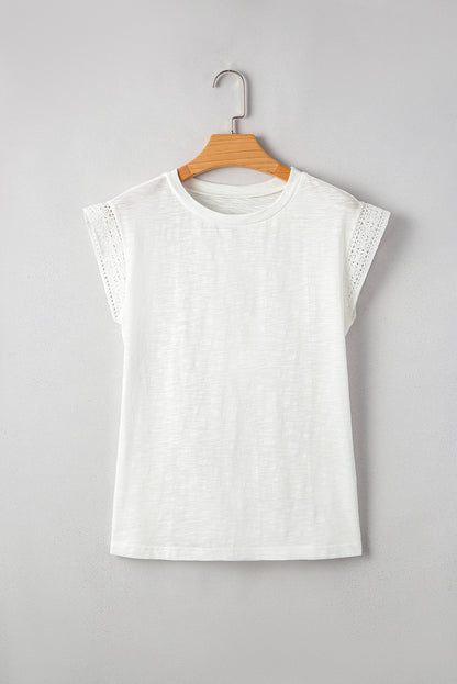 Ivy Lace Patchwork Cap Sleeve Round Neck Top