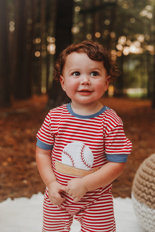 Baseball Applique Boys Romper