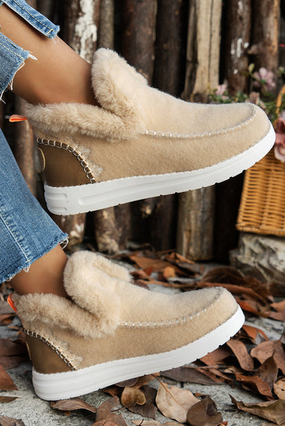 Anna Suede Stitching Plush Lined Anklet Boots