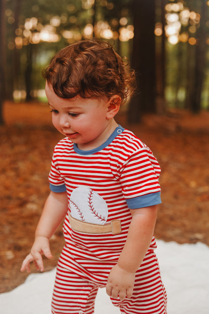Baseball Applique Boys Romper
