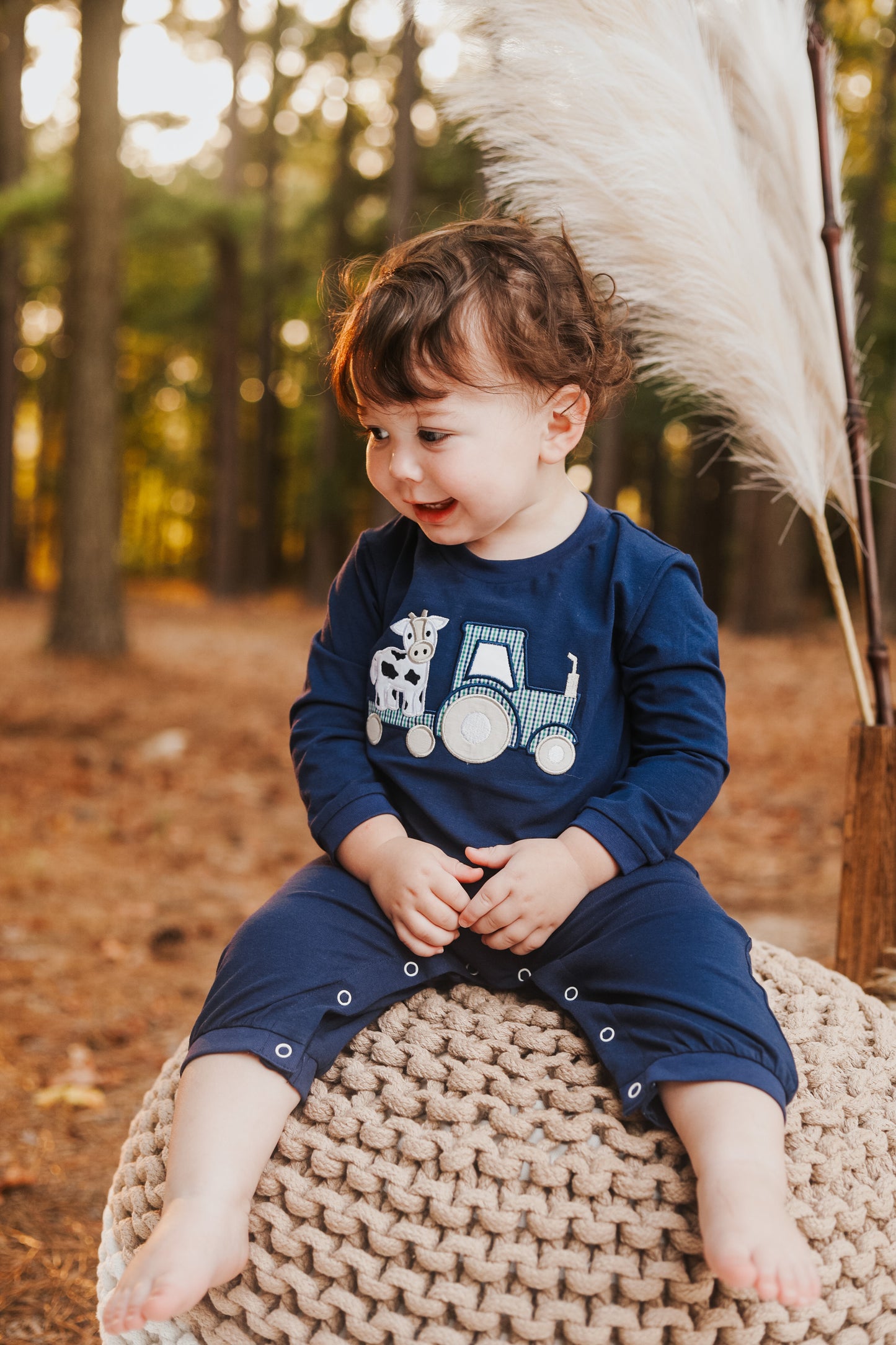 Tractor with Cow Boys Romper