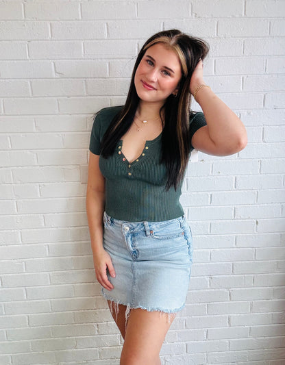 Short Sleeve Ribbed Sweatshirt