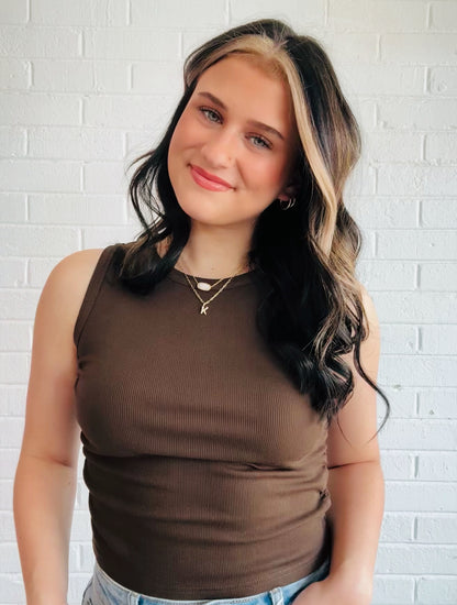 Brown Taylor Ribbed Tank
